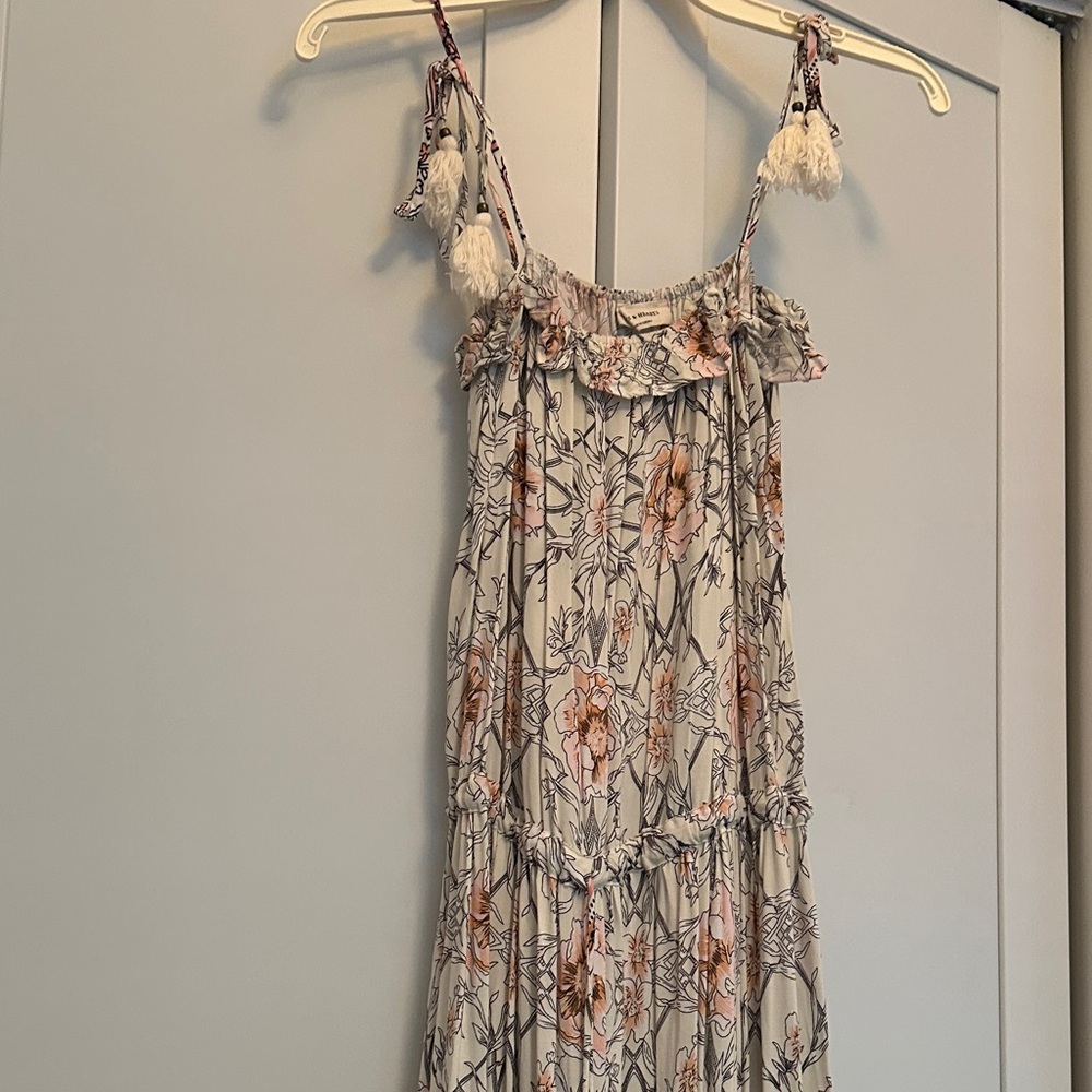 Elegant Floral Maxi Dress in Cream and Pink